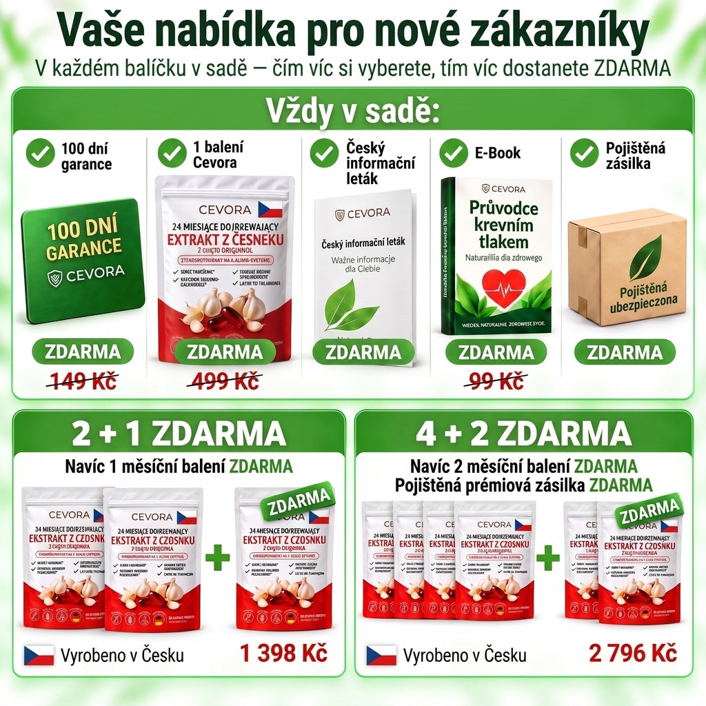 Cevora — 24 měsíců zrající česnekový extrakt s CoQ10 a vitamínem K2