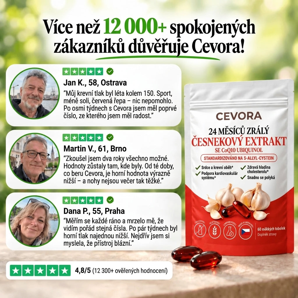 Cevora — 24 měsíců zrající česnekový extrakt s CoQ10 a vitamínem K2